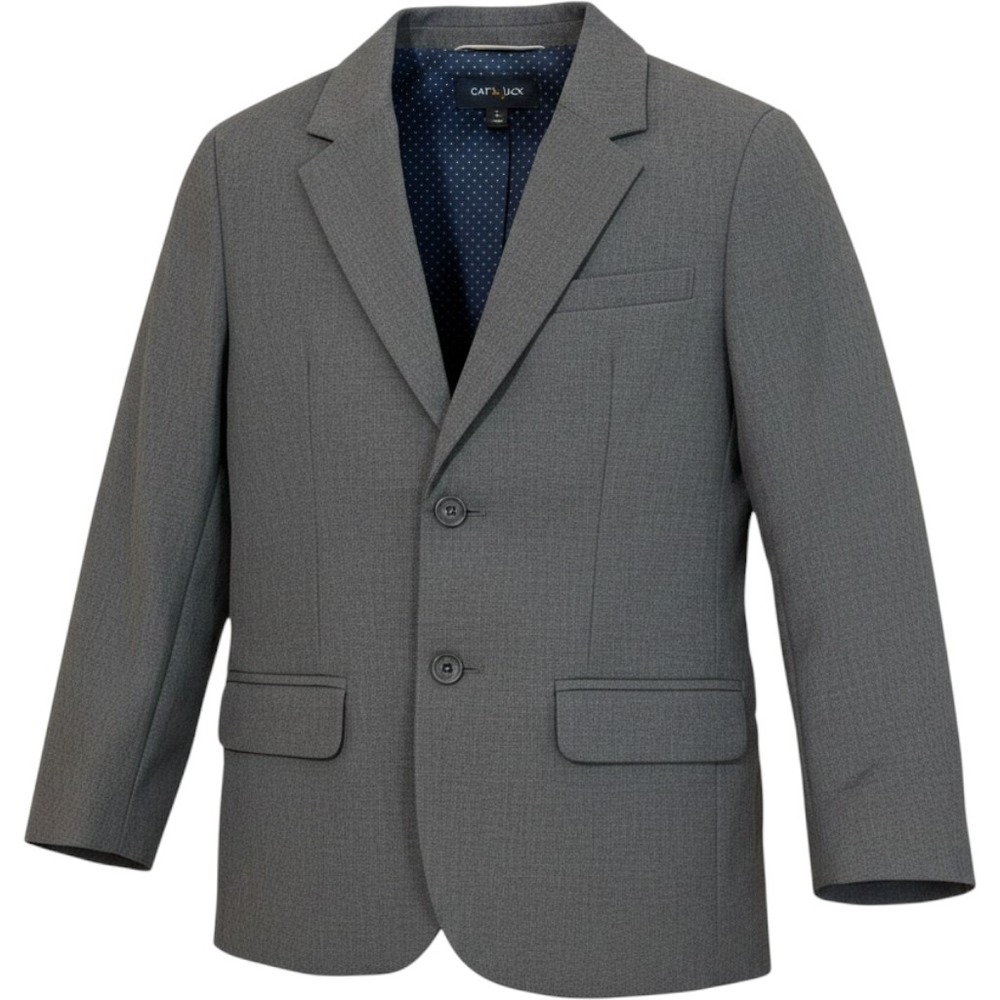 Cat & Jack Boys Grey Suit Jacket Blazer Size 10 Husky NWT Polka Dot Lining